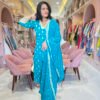 Turquoise Blue Mirror Work Cotton Kurta Set