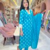 Turquoise Blue Mirror Work Cotton Kurta Set
