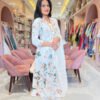 Elegant White Floral Cotton Anarkali Set