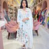 Elegant White Floral Cotton Anarkali Set