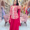 Red Plazo With Embroidered Paplon Top and Dupatta