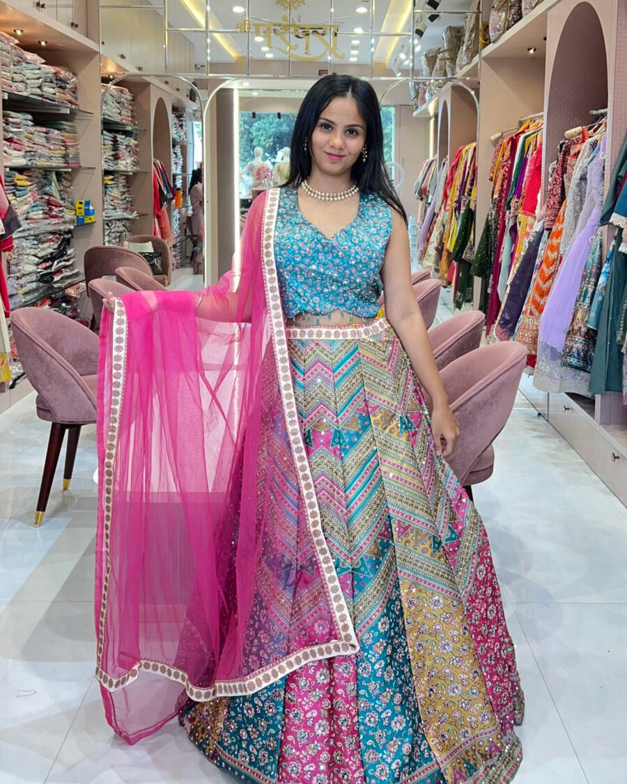 Mehira Multicolor Mirror Work Lehenga Set