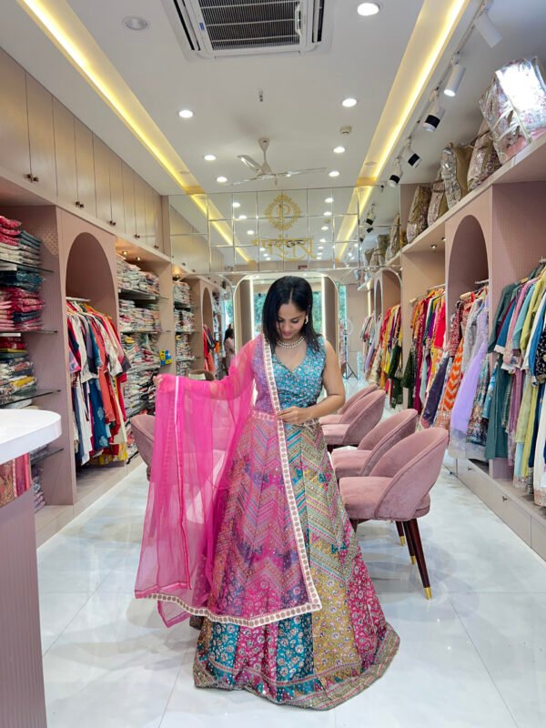 Mehira Multicolor Mirror Work Lehenga Set