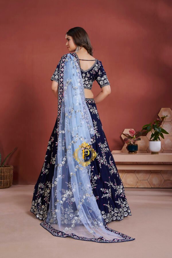 Unstitched blouse and lehenga with zari and sequence hand work