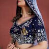 Unstitched blouse and lehenga with zari and sequence hand work