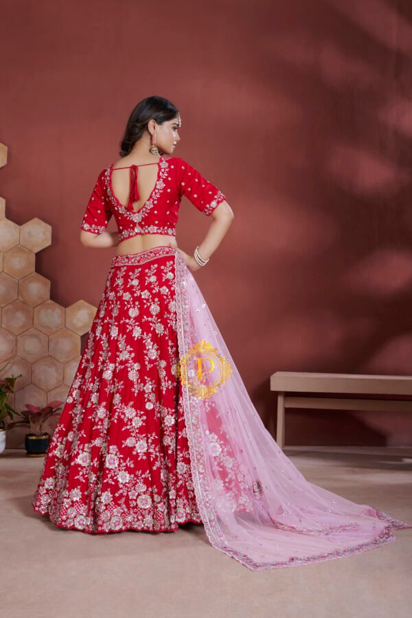 Unstitched blouse and lehenga with zari and sequence hand work