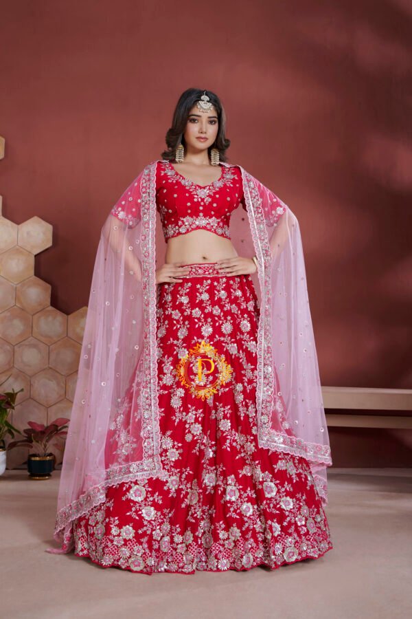 Unstitched blouse and lehenga with zari and sequence hand work