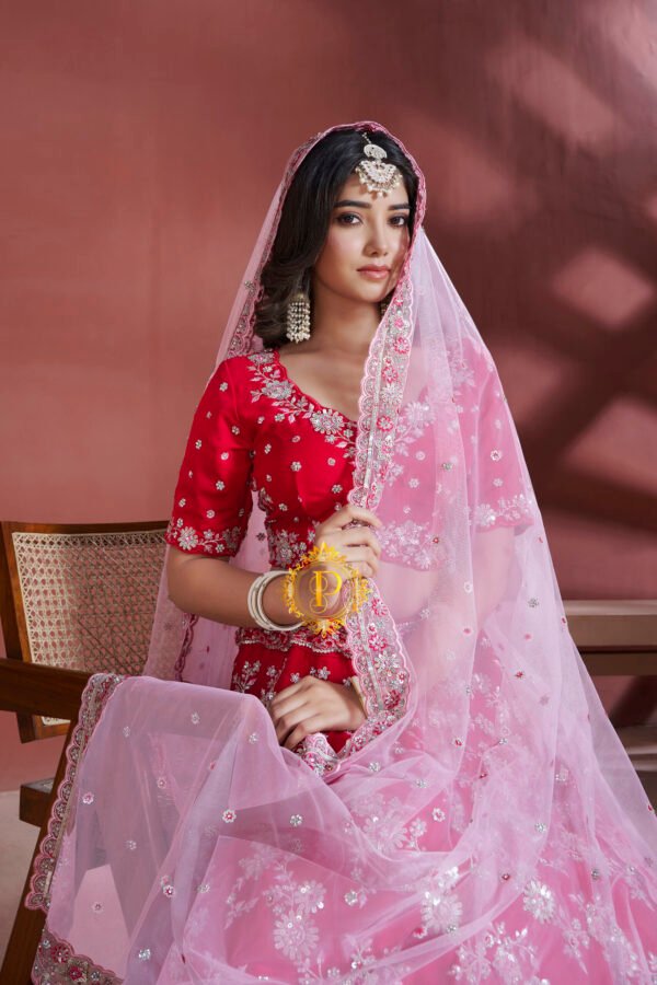 Unstitched blouse and lehenga with zari and sequence hand work