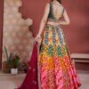 Unstitched blouse and lehenga with zari and sequence hand work (Navy blue)