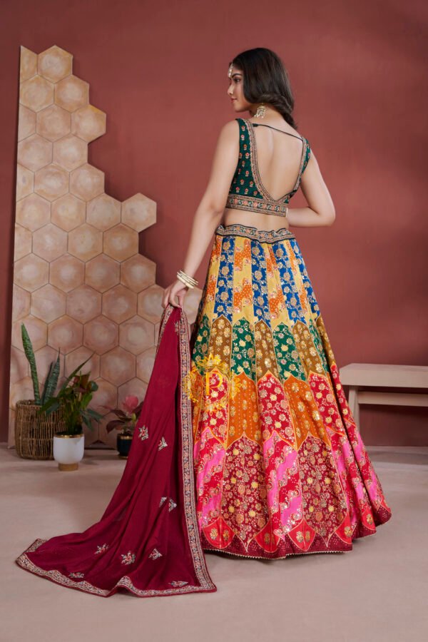 Unstitched blouse and lehenga with zari and sequence hand work (Navy blue)