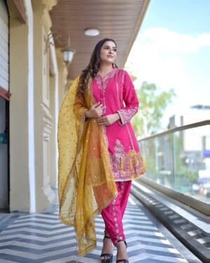 Gulroshan Pink Embroidered Salwar Suit Set