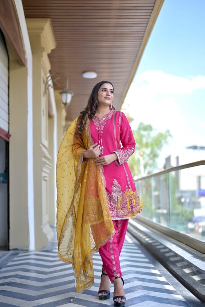 Gulroshan Pink Embroidered Salwar Suit Set