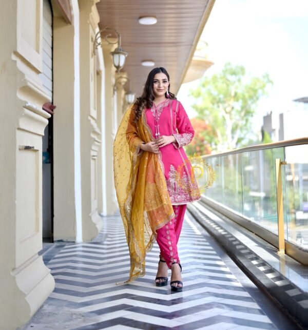 Gulroshan Pink Embroidered Salwar Suit Set