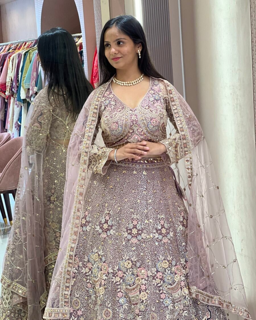 Thread and Sequence Embroidery on Soft Net