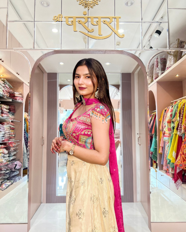 Crop Top with Palazzo and Choker Dupatta - Image 2