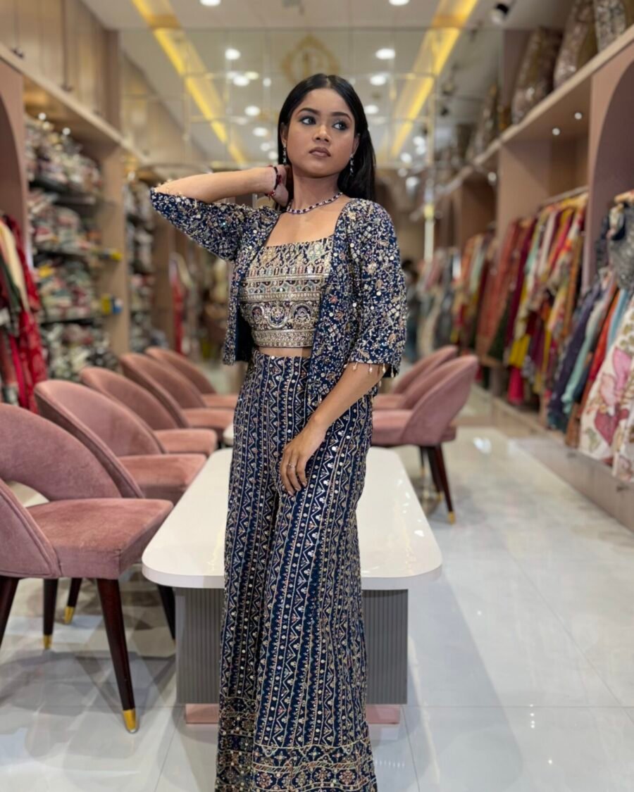 Palazzo Set, Crop Top and Jacket