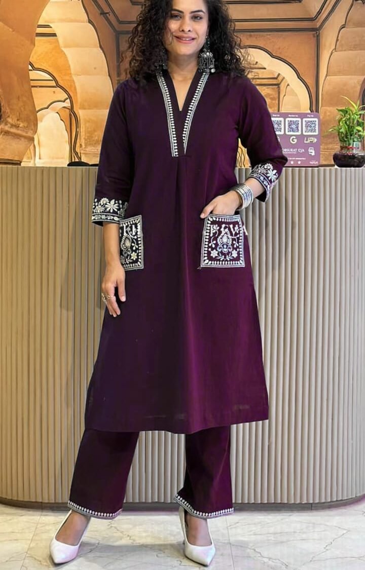 Cotton Fabric with Patch Work Co-ord set