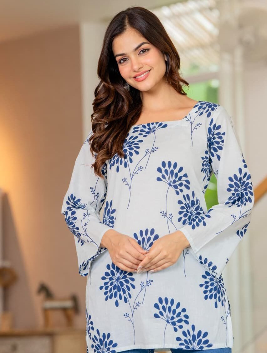 Printed Cotton Fabric Short Kurti