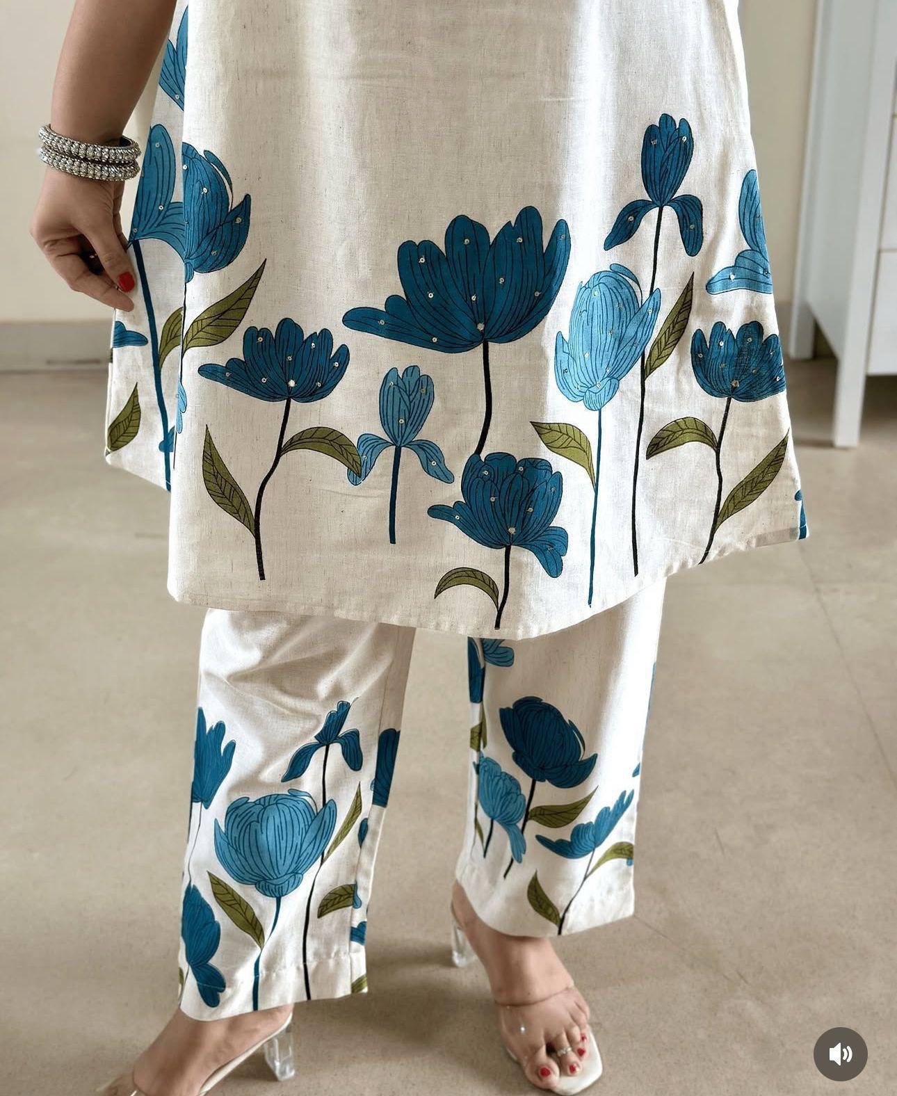 Printed Blue Co-ord Set - Image 2