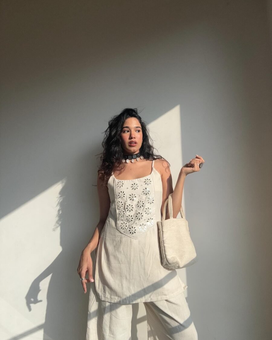 Cotton Fabric with Mirror Work Co-ord set