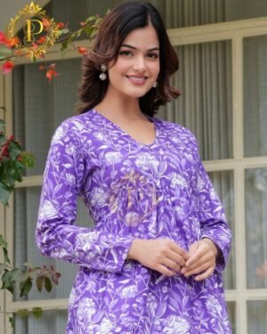 Women’s Floral Long Sleeve Short Kurti