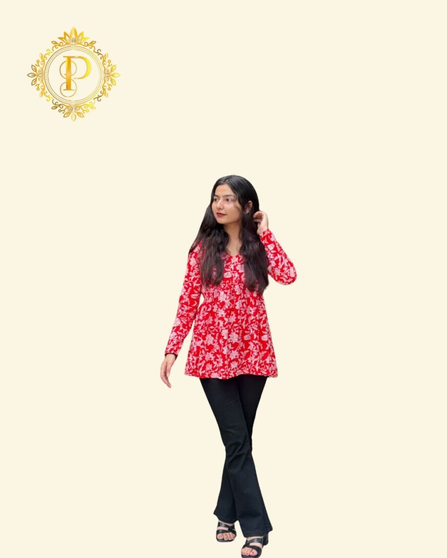 Trendy Floral Design Everyday Short Kurti
